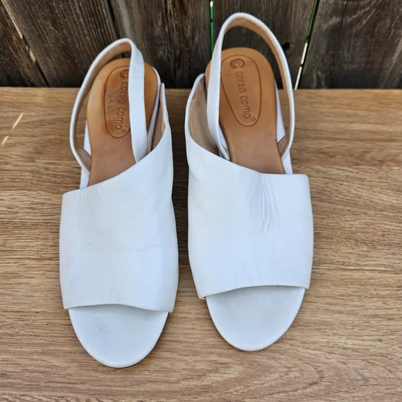 Corso Como Geox Women's White and Brown Wedge Sandals Size 7.5 - Picture 2 of 16